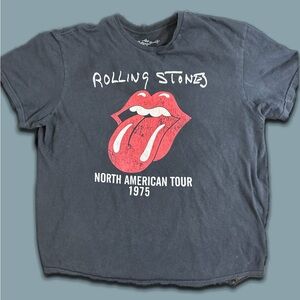 The Rolling Stones North American Tour 1975 Vintage Tee Black/Grey Size Large
